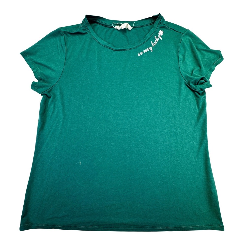 Brit.ny‎ Shirt Women's Medium St. Patrick's Day Green Clover So Very Lucky
